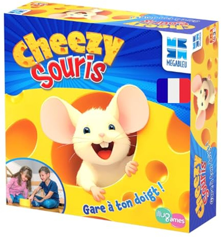 Megableu Cheezy Maus – Gesellschaftsspiele für Kinder ab 3 Jahren – lustiges Spiel für Familie und Gruppen – Geschenkidee zum Geburtstag Weihnachten – lustiges Gesellschaftsspiel – 2 bis 4 Spieler –