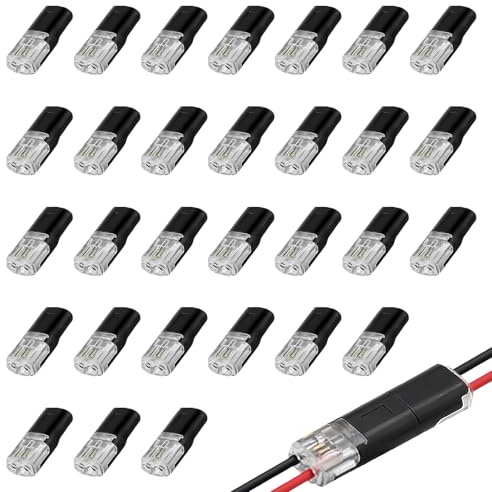 30 Stück Auto Kabelverbinder 2 Polig, Schneller Kabelstecker Stecker für 18-22 AWG, Wasserdichte Steckverbinder für Auto, LED-Lichter, Lautsprecher, Schnellverbinder, Einfach Zu Verbinden