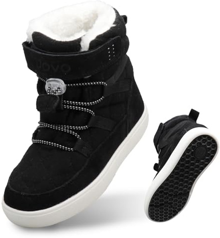UOVO Botas de Invierno para Niño Ligeras y Cálidas con Empeine de Fieltro Repelente al Agua, Forro Aterciopelado, Suela TPR Antideslizante y Diseño Sin Cordones Negro Talla 30