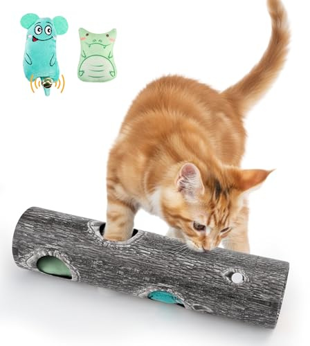 Homrich Interactive Cat Puzzle Toys for Indoor Cats, Hide Seek Funny Cat Toys with Plush Catnip Toys, Self Play Fun for Kitten Adult Bored Cats, Engages Hunting Instincts