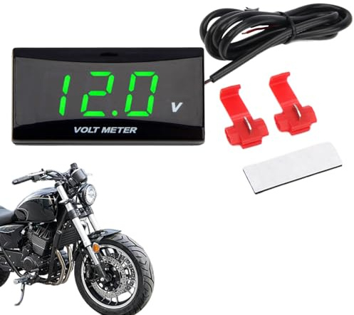 Testeur de tension de batterie - Avec écran LCD - 0-20 V - Pour voiture, moto, camion, quad, pick-up, berline, scooter, tableau de bord, guidon
