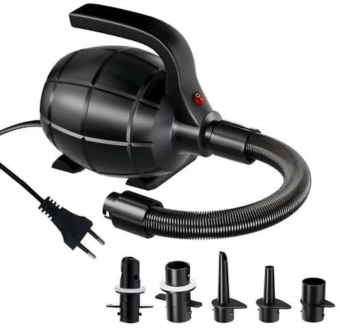 NAVESO Inflador Electrico, 600 W Bomba De Aire Electrica, Hinchador Electrico con 5 Boquillas, ColchóN De Aire,Inflar/Desinfl ColchóN Hinchable Piscina Camping Barcos