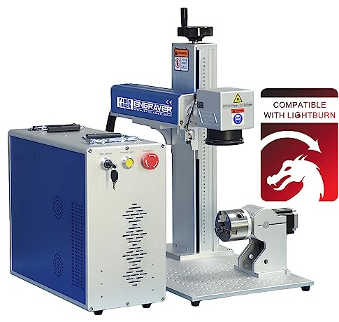 US Stock 60W JPT MOPA M7 Fiber Laser Marking Machine Fiber Laser Engraver Laser Marker 175×175mm with 80mm Rotary Axis Compatible with Lightburn