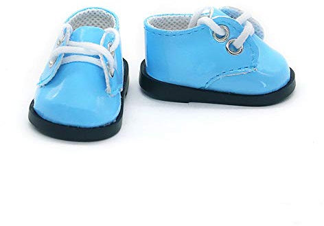 Aeromdale Puppenschuhe PU-Schuhe mit Schnürsenkeln für 35,6 cm große Puppen 35 cm große Puppenzubehör Spielzeug – Blau – 1 Paar