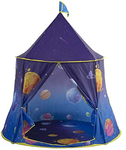 Bakaji Tenda Casetta Gioco per Bambini Capanna Castello Giocattolo Bimbi Struttura in Metallo Rivestimento in Tessuto con Porta e Finestre per Interno Esterno Dimensione 120 x 116 cm (Blu)