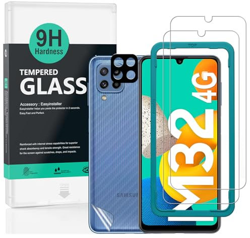 Ibywind Screen Protector For Samsung Galaxy M32 4G 6.4[2 Pack],9H Hardness Tempered Glass,With 1Pc Camera Lens Protector,Easy to Install