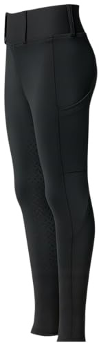 PFIFF 103100 Reitleggings Selina Kinder, mit Handytasche, Schwarz 134/140