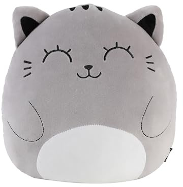 I-TOTAL ® - Cuscino decorativo per cameretta/soggiorno, soffice cuscino in stoffa a forma di animale (GREY CAT)