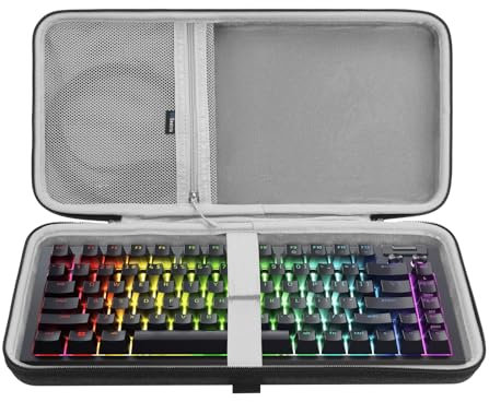 GEEKRIA 75% Étui pour Clavier, Sac de Transport Rigide pour Clavier de Jeu mécanique à 84 Touches,Compatible avec Razer BlackWidow V4 75%/BlackWidow V4 Pro 75%,GMMK Pro 75%,Keychron Q1 HE (Slim)