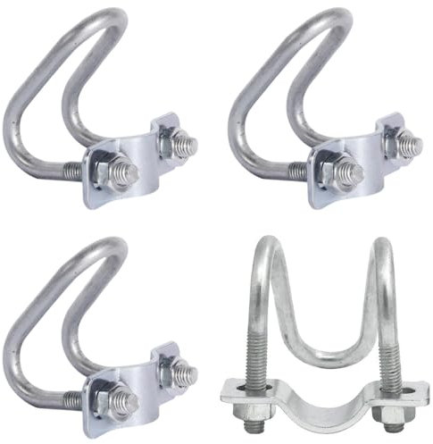 Paquete de 4 abrazaderas de manguera con hebilla, soporte de tubo cruzado en forma de U, clip de tensión para estantes de almacenamiento, andamios y estantes (50 x 50)