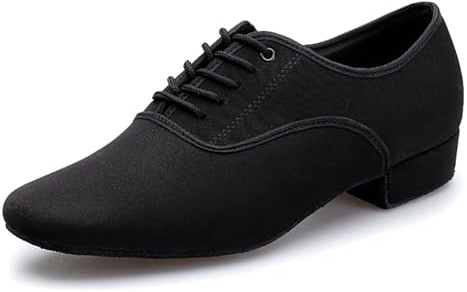 ZHENSI Scarpe da Ballo da Uomo con Tacco Basso Scarpe da Ballo da Sala Tango Valzer in Pelle Suola Morbida per Interni,Nero,42 EU