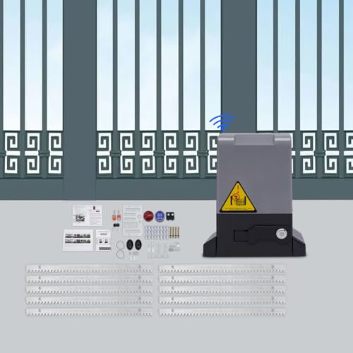 Schiebetorantrieb Set 370 W, Elektrischer Garagentorantrieb bis 800 kg, Automatischer Toröffner mit Drahtloses Codeschloss und Alarmleuchte, Schiebetoröffner Schiebetor Torantrieb mit Fernbedienungen