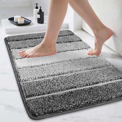 COSY HOMEER Tappetino da bagno, 50 x 80 cm, antiscivolo, lavabile, lavabile in lavatrice, per doccia, bagno e bagno, grigio scuro