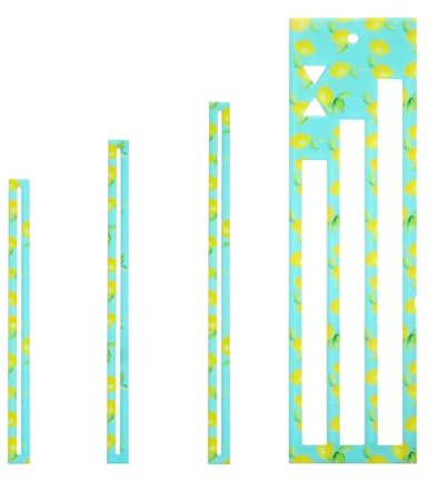 4 Pcs Zipper Pocket Template,7/8/9 Inch Sewing Templates,Lemon Printed Acrylic Zipper Pocket Template Ruler,Quilting and Sewing Accessories for Beginner