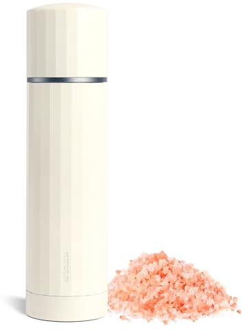 Salt Grinder Refillable Hotqilin – Manual Salt and Pepper Grinder with Titanium Alloy Core, 60+ Adjustable Settings | High Output, Easy to Clean, Durable Aluminum Body