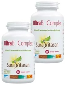 Sura Vitasan Ultra B Complex - Pack Ahorro 2 x 60 Cápsulas - Complejo Vitamínico B Coenzimado - Contribuye a Disminuir el Cansancio y la Fatiga