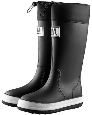 AONEGOLD Stivali di Gomma Donna Fodera Calda Alti Scarpe da Pioggia Antiscivolo Impermeabile Stivali Pioggia Leggere Comode Rain Boots Moda Giardinaggio (Nero-260,42 EU)