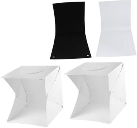 Vaguelly Boîte Lumineuse Photo LED Portable 30 Cm avec 2 Barres LED, Fonds Noir et Blanc, Éclairage Doux pour Photographie de Produits, Bijoux et Petits Objets, Kit Studio Photo Compact