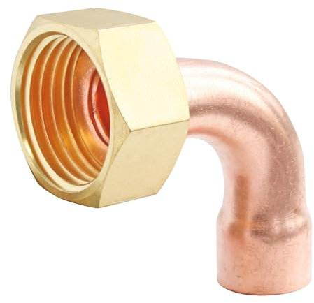 SOMATHERM FOR YOU, Raccord coudé cuivre Ø14 à souder avec écrou tournant 15/21 pour plomberie, idéal pour réseaux d'eau sanitaire et chauffage, conforme aux normes en vigueur