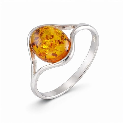 HolidayGiftShops Sterling Silver and Baltic Honey Amber Adult Ring Khloe- size 6.5