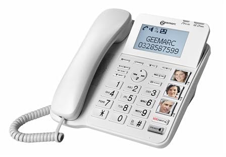 Geemarc CL595 - Festnetztelefon für Senioren mit verstärkter Empfangslautstärke, starkem Klingelton, großen Tasten und Notruffunktion - Mittlerer bis Schwerer Hörverlust - Version DE