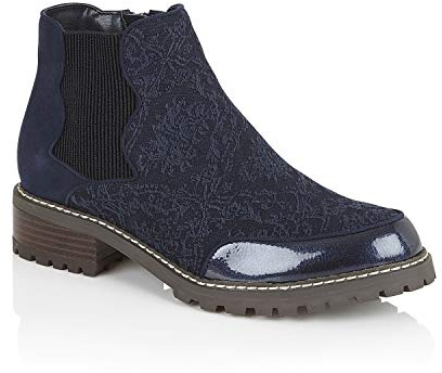 Ruby Shoo Ronni Chunky Flexible Chelsea Boot Navy Blue 8