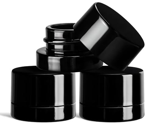 (200 Pack) 5ml Black Glass Jars with Black Child-Resistant Lids