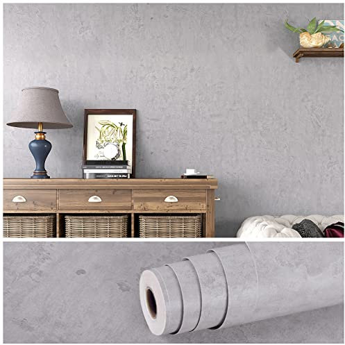VEELIKE Papel Pintado Cemento Papel Autoadhesivo Pared Hormigon Papel Adhesivo Industrial Papel Tapiz Gris Para Sala De Estar Dormitorio Cocina Revestimiento De Encimera De Vinilo Lavable 40cm x 300cm