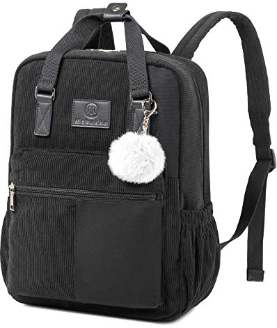 Makukke Rucksack Damen&Herren, Cord Daypack Anti-Theft Tasche Casual Schultasche Citytasche, für Schule Lässige täglich,Schwarz