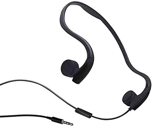Hunkie Cuffie di conduzione ossea cablata, Jack Audio da 3,5 mm, Cuffie per la riduzione del Rumore Auricolare Sportive per Esterni con Microfono per la Corsa, Lo Sport, il Fitness,Nero