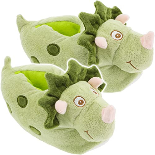alles-meine.de GmbH Plüsch Hausschuhe Design & Größe wählbar z.B. Dinosaurier/Dino/Drache - Größe 20-47 EU schön warm Kuschel - für Kinder & Erwachsene - ABS Sohl..