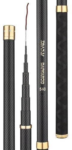 Stipprute Superlicht Harte Fischereistange 98% hohe Kohlefaser Teleskop Schwarzes Griff Bachpol3. 6m4,5m7,2m8m9m10m Fahrkarpfenstange Angel Rute (Größe : Dark Grey_6.3M)