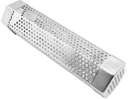 ZONADAH Tubo de incienso de acero inoxidable de 20,32 cm para barbacoas, caja de incienso para virutas de madera, tubo de incienso para barbacoa de gas y carbón, accesorios de cocina para exteriores