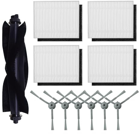 Neutop Ersatz-Zubehör-Set, kompatibel mit Eufy G50, G50 Hybrid, L50, L50 SES, L60, L60 SES/Hybrid, Roboter-Staubsaugerteilen mit 1 Rolle, 4 Hepa-Filtern, 4 Schwammen, 6 Seitenbürsten