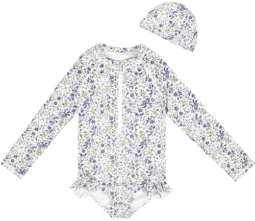 FLYISH DIRECT Costume Intero Bambina, Costume da Bagno Sportivo a Maniche Lunghe, Costume da Bagno con Protezione UV UPF 50+ per Bambine