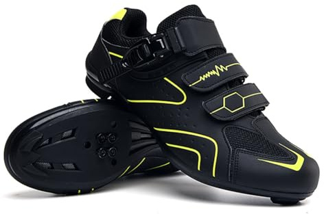 Mateju Chaussure Vélo Route Hommes, 36-47 EU Chaussures Vélo SPD de Course avec Crampons Antidérapants Chaussures de Cyclisme Homme Respirantes Unisexes (568 Jaune,37)