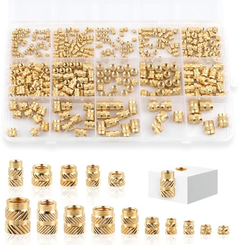 420 Pcs Threaded Inserts, M2 M2.5 M3 M4 M5 M6 Brass Heat Set Inserts for Plastic, Metric Knurled Nuts Insert Assortment Kit for 3D Printing Components