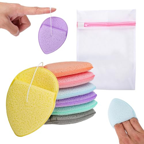 GZRXIOUS 7 esponjas exfoliantes faciales, reutilizables, suaves esponjas faciales para limpieza facial, masaje, exfoliación de poros, máscara de maquillaje