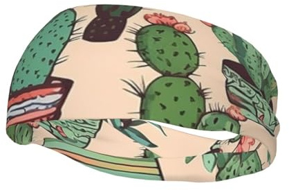Bandeau de sport à motif cactus pour homme et femme - Élastique et antidérapant - Pour cyclisme, randonnée, yoga, hockey sur glace
