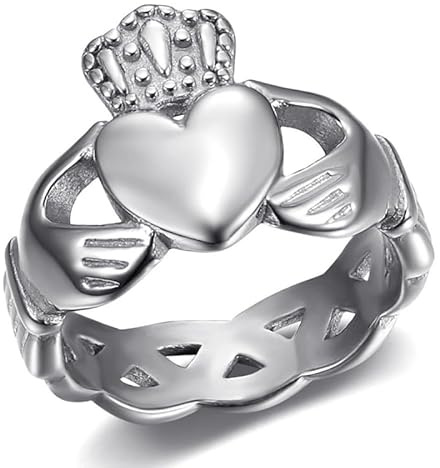 BOBIJOO Jewelry - Bague Claddagh Coeur Amour Amitié Irlande Femme Acier Inoxydable Argenté - 63 (10 US)