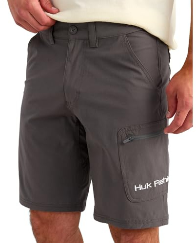 Huk Men's Standard Next Level Quick-Drying Performance Fishing Shorts, Charcoal-10.5, X-Large