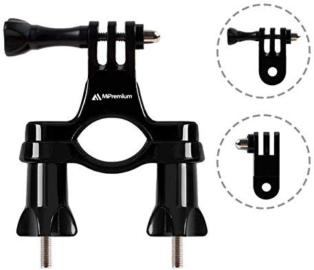 Bicycle Bike Handlebar Mount Adapter for GoPro Hero (2018) Fusion Session Black Silver 13 12 10 11 9 8 7 6 5 4 3 2 1 Seatpost Pole Clamp + 3 Way Adjustable Pivot Arm for Action Cameras by MiPremium