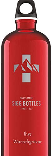 SIGG Alutrinkflasche Mountain Red, 1 Liter, mit Namensgravur