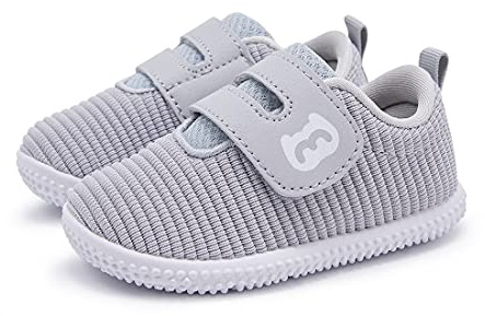 BMCiTYBM Baby Shoes Girls Boys First Walking Sneakers Infant 6 9 12 18 24 Months Grey Size 18-24 Months Toddler