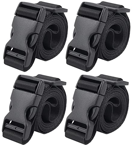 Vigorport Utility Straps Quick Release Nylon Backpack Accessory Bag Strap,Adjustable for Hiking,Travel,Outdoor Sports-4 Pack (Black, 1 W-48 L)