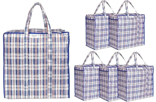 Josephine Osthoff aufbewahrungstasche Unisex wasserdicht, langlebig, mit Reißverschluss, für Umzug & Einkäufe, 75 L, bis 20 kg, blau, 6 Stück