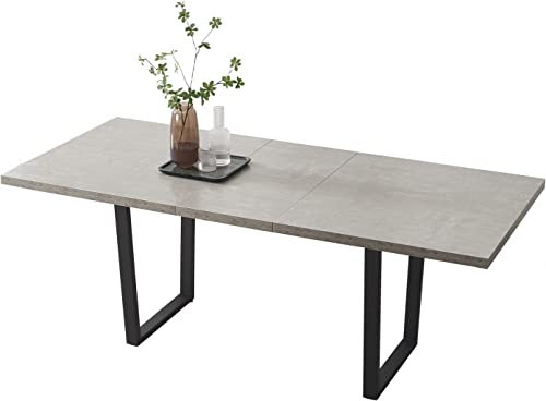 JIEXI Essgruppe mit ausziehbarem Esstisch und 4/6 Stühlen, Tischhöhe 76 cm, Tischbreite 90 cm, ausziehbar von 130 bis 170 cm (Ausziehbarer Tisch)