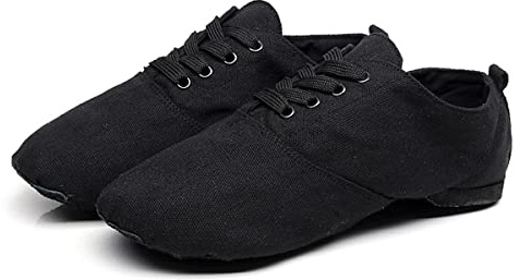 Scarpe da Ballo Jazz in Tela, Scarpette da Danza Scarpe da Ballerina Mezza Punta Suola Spezzata, Moderna Antiscivolo Ginnastica Ballo Pantofole per Donna Nero 35