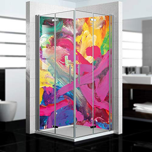 dedeco Pannello posteriore doccia impermeabile motivo: arte V1, 2 x 100 x 210 cm, come pannello posteriore per il bagno per la sostituzione delle piastrelle, come parete decorativa, rivestimento da