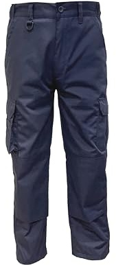 FNT arbetskläder svarta herr cargo combat arbetsbyxor flera fickor arbetsbyxor med halvelastiskt midjeband knäskydd fickor knapp och dragkedja, Marinblått Xsp, 36W x 29L